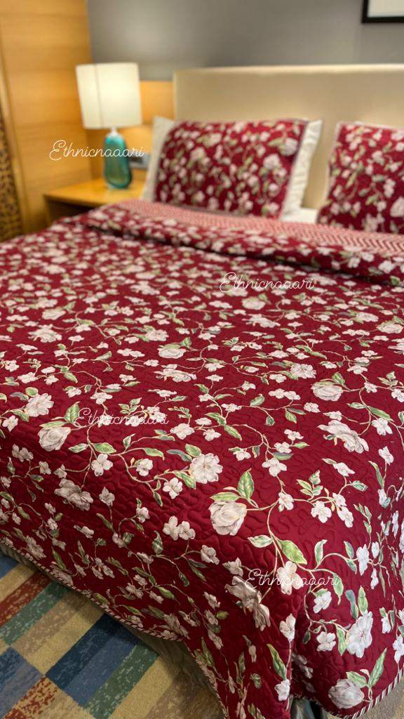 Quilted-AC-Comforter-with-2-Pillow-Covers-Maroon1