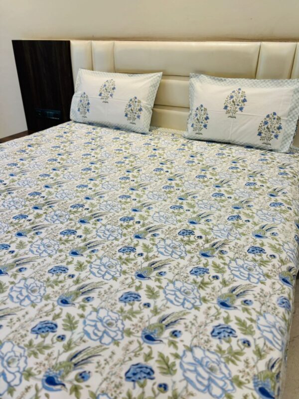 Blue Birdie - King Bedsheet with 2 Pillow Covers 
( Dispatch Time 24 hours)