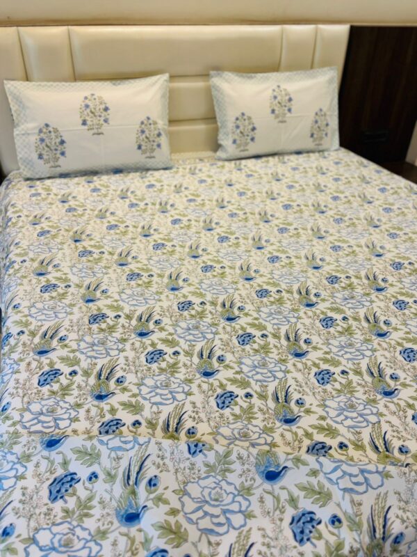 Blue Birdie - King Bedsheet with 2 Pillow Covers 
( Dispatch Time 24 hours)