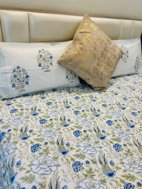 Blue Birdie - King Bedsheet with 2 Pillow Covers 
( Dispatch Time 24 hours)