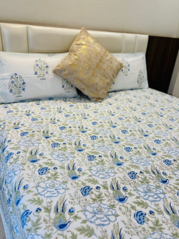 Blue Birdie - King Bedsheet with 2 Pillow Covers 
( Dispatch Time 24 hours)