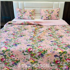 California Kings Pink Floral Quilt with Pillow Cover 1
