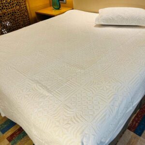 Cut Work Bedsheet White Diamonds4