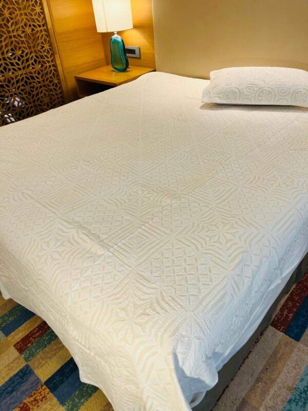 Cut Work Bedsheet White Diamonds4