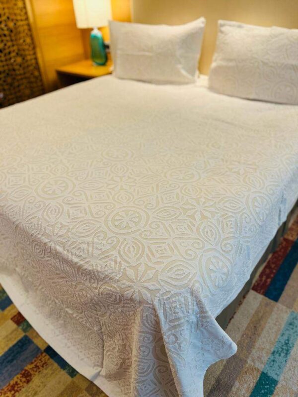 Cut Work Bedsheet White Queen3