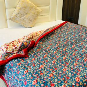Double Bed Block Print Cotton Quilts Lotus 🪷 11