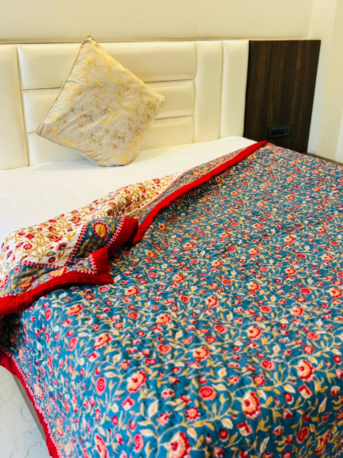 Double Bed Block Print Cotton Quilts Lotus 🪷 11