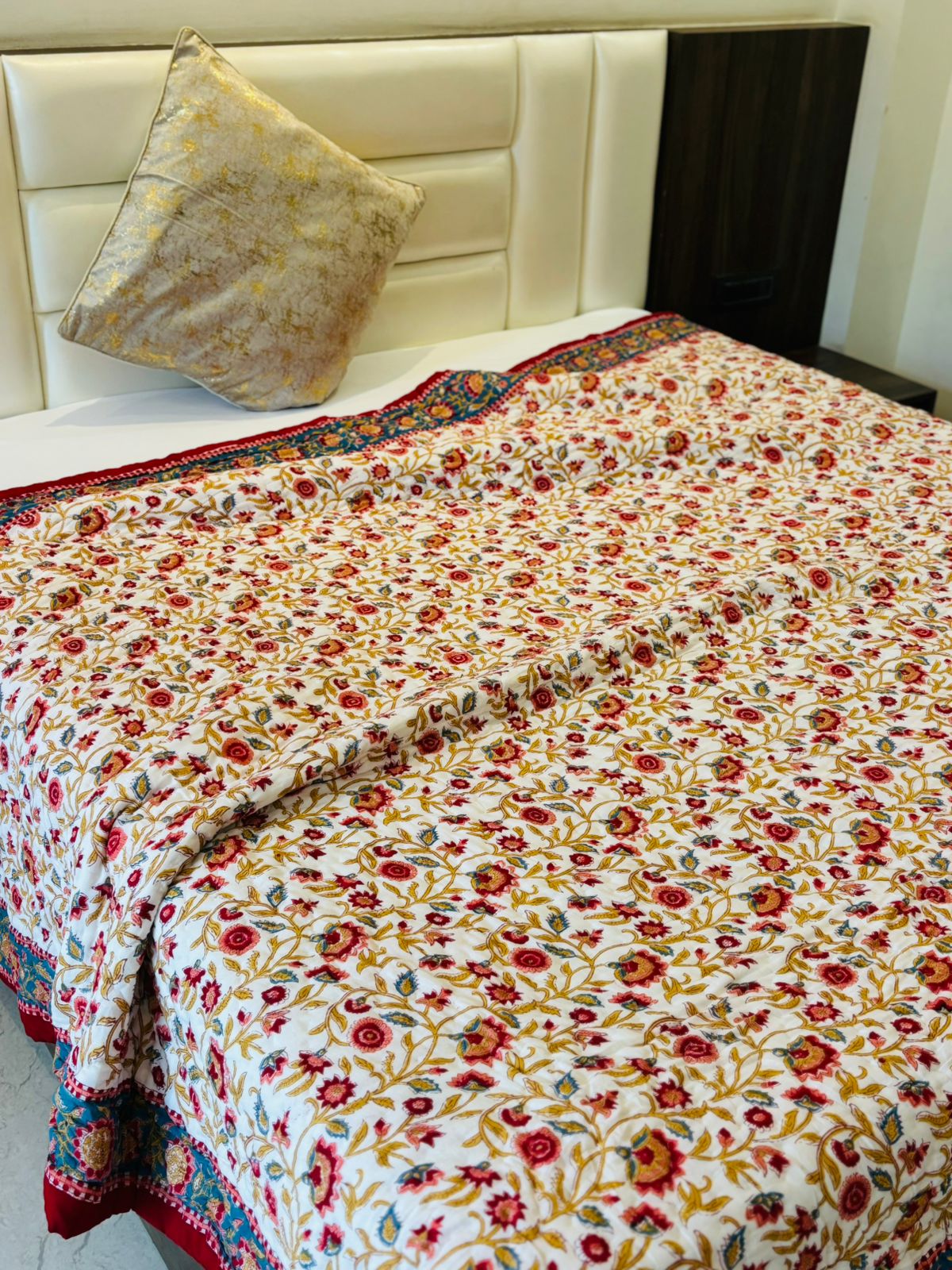 Double Bed Block Print Cotton Quilts Lotus 🪷 15