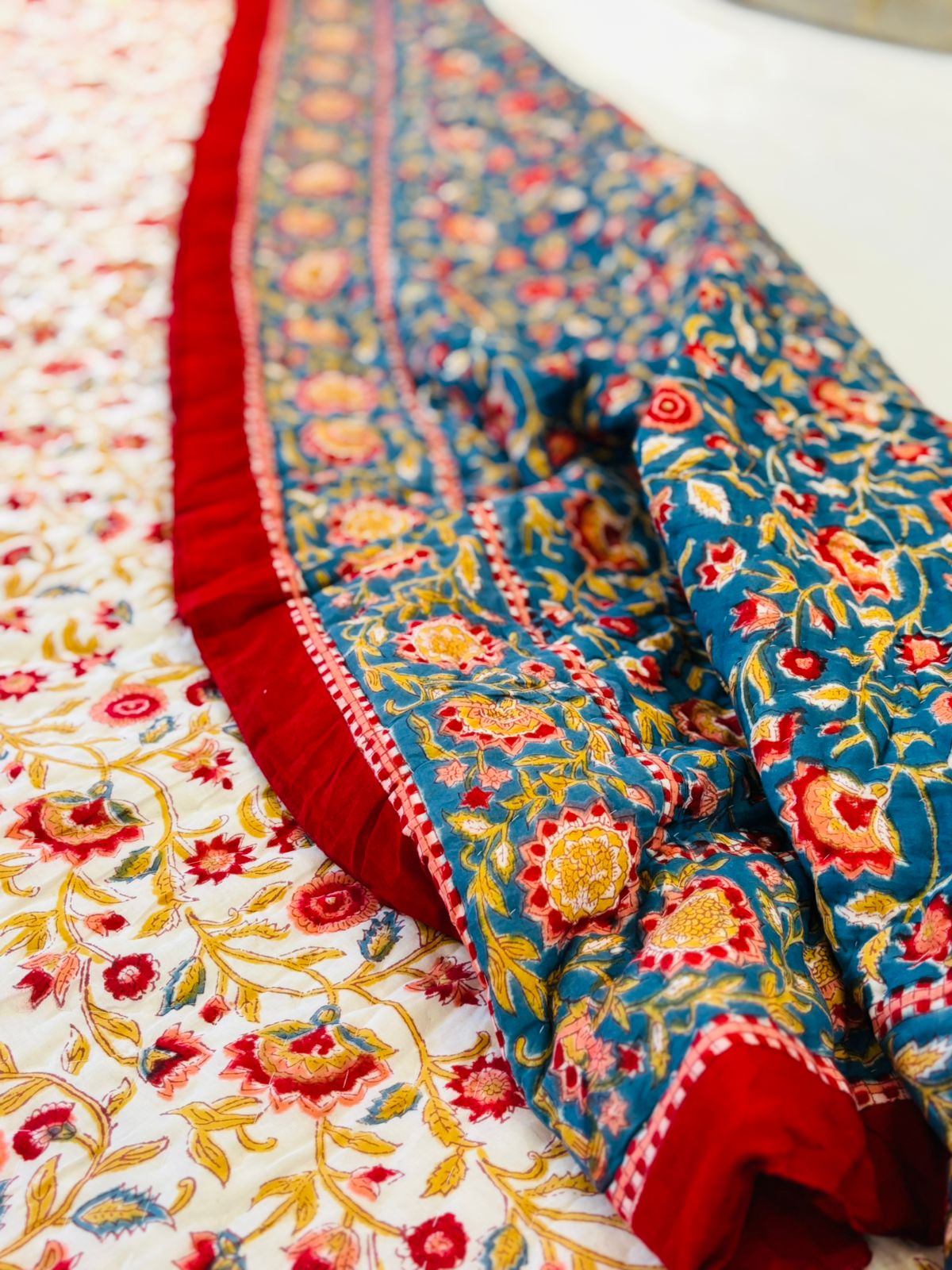 Double Bed Block Print Cotton Quilts Lotus 🪷 16