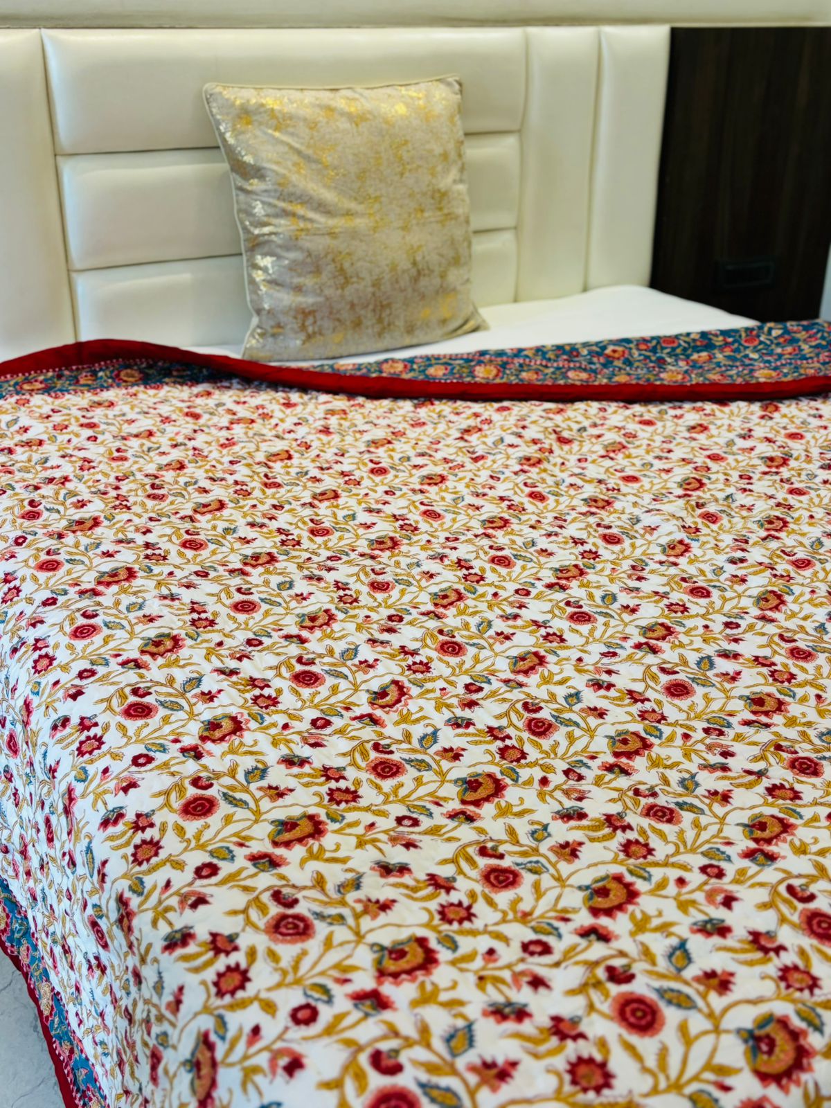 Double Bed Block Print Cotton Quilts Lotus 🪷 17