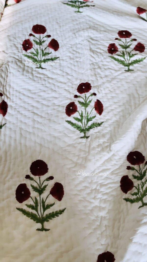 Double Bed- Block Print Cotton Quilts 
Red Poppies (Reversible Quilts) 
(Dispatch Time 24 Hours)