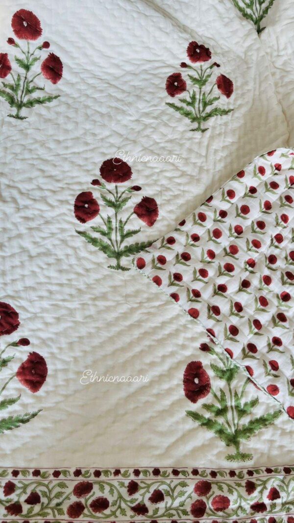 Double Bed- Block Print Cotton Quilts 
Red Poppies (Reversible Quilts) 
(Dispatch Time 24 Hours)