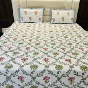 Flower King Size Sheet with 2 Reversible Pillow Covers 1