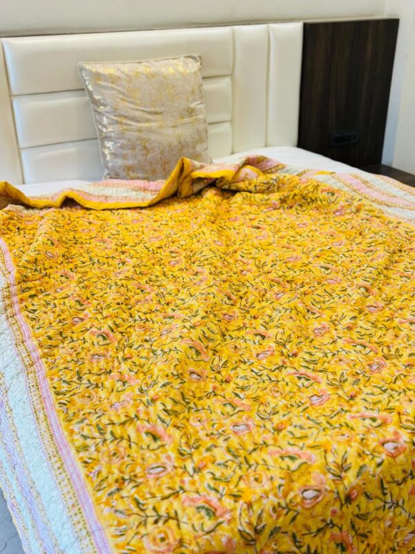 Double Bed- Block Print Cotton Quilts 
Marigold 💛 (Reversible Quilts) 
(Dispatch Time 24 Hours)