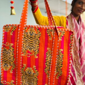 Orange 🍊 Cotton Tote Bag with Zip 2