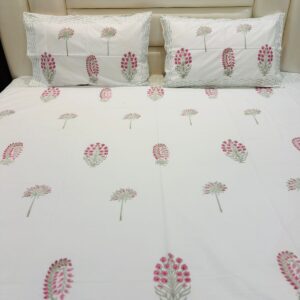 Pink Blossom King Size Sheet with 2 Reversible Pillow Covers 1