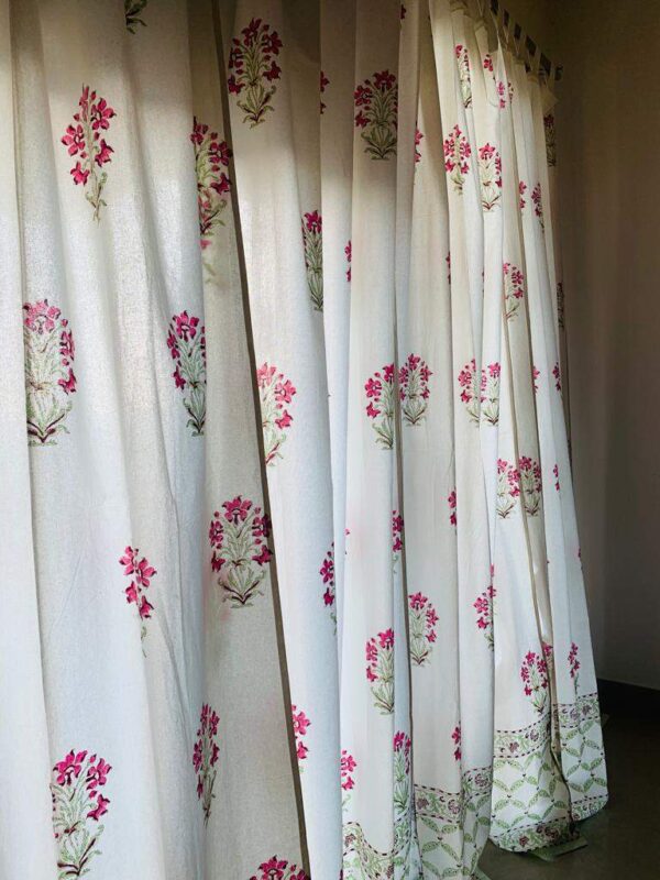 Canvas ( Thick) - Pink Blossom - Set of 2 Curtains  (Dispatch Time 24 Hours)