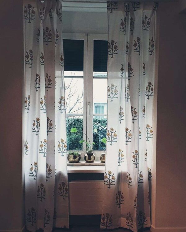 Sheer - Yellow Bootah- Set of 2 Curtains 
(Dispatch Time 24 Hours)