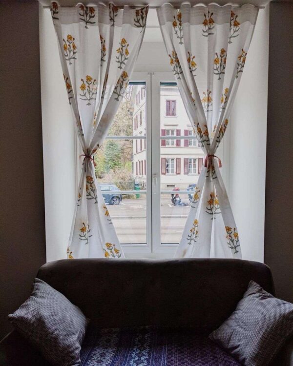 Sheer - Yellow Bootah- Set of 2 Curtains 
(Dispatch Time 24 Hours)