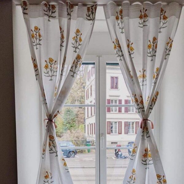 Sheer - Yellow Bootah- Set of 2 Curtains 
(Dispatch Time 24 Hours)