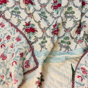 ROYAL 🌺 🐆 Double Bed Quilt - Block Print Cotton Quilts ( Reversible Quilts) (Dispatch Time 24 Hours)