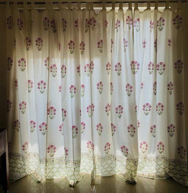 Canvas ( Thick) - Pink Blossom - Set of 2 Curtains  (Dispatch Time 24 Hours)