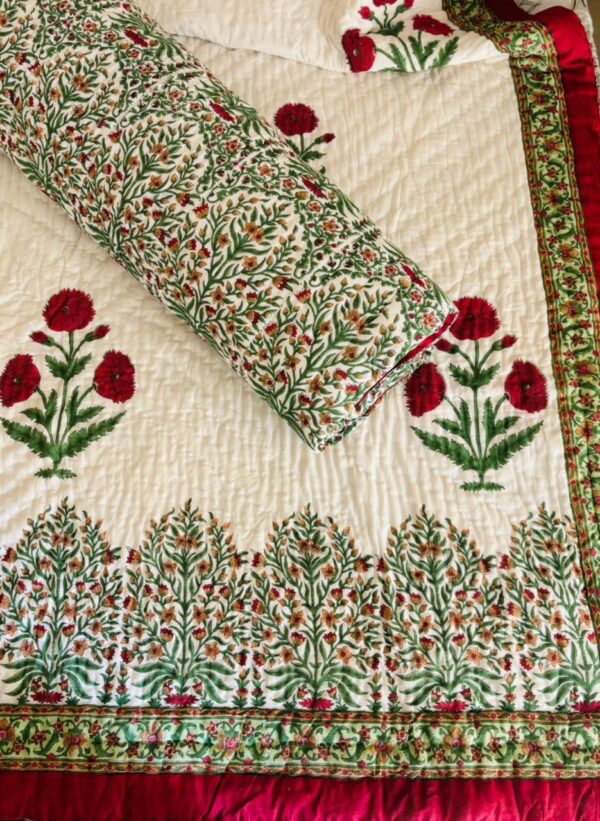 Single Bed- Block Print Cotton Quilts 
Red Poppies (Reversible Quilts) 
(Dispatch Time 24 Hours)