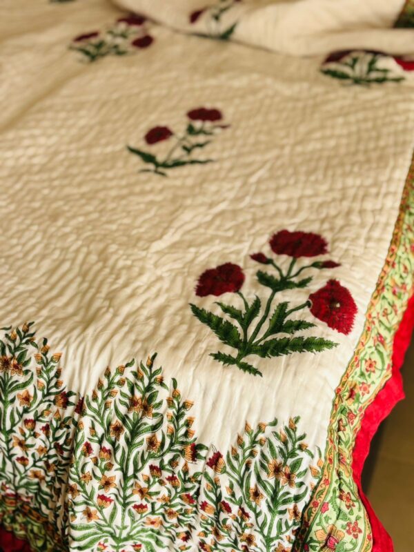 Single Bed- Block Print Cotton Quilts 
Red Poppies (Reversible Quilts) 
(Dispatch Time 24 Hours)