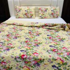 California Kings Yellow Floral Quilt with Pillow Cover 5