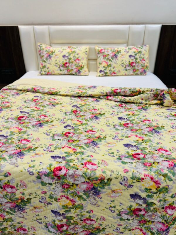 California Kings Yellow Floral Quilt with Pillow Cover 5