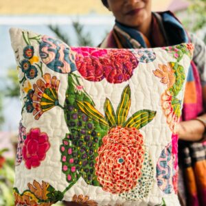Quilted Cushion Covers White Floral 1