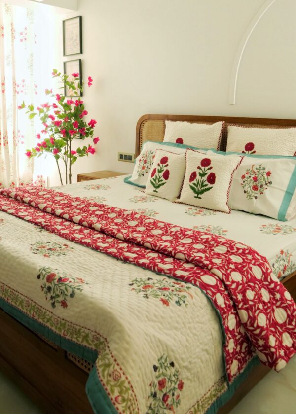 Matching Handblock Printed Bedding Set - Meher (Dispatch time 24 Hours) - 1