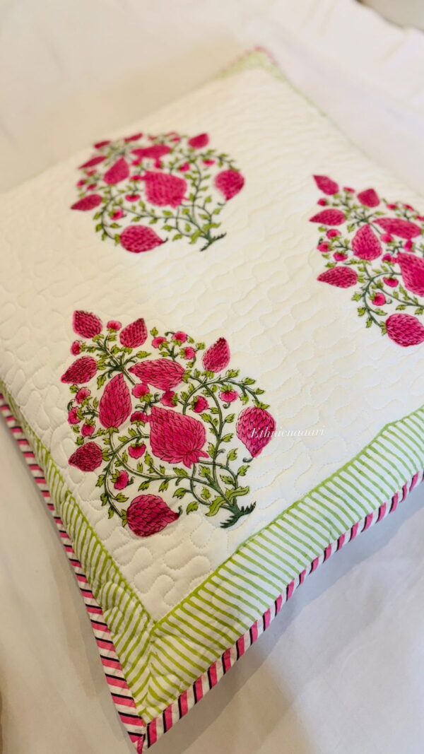 Pink Gold (Pair Set of 2 Quilted Cushion Covers) 2