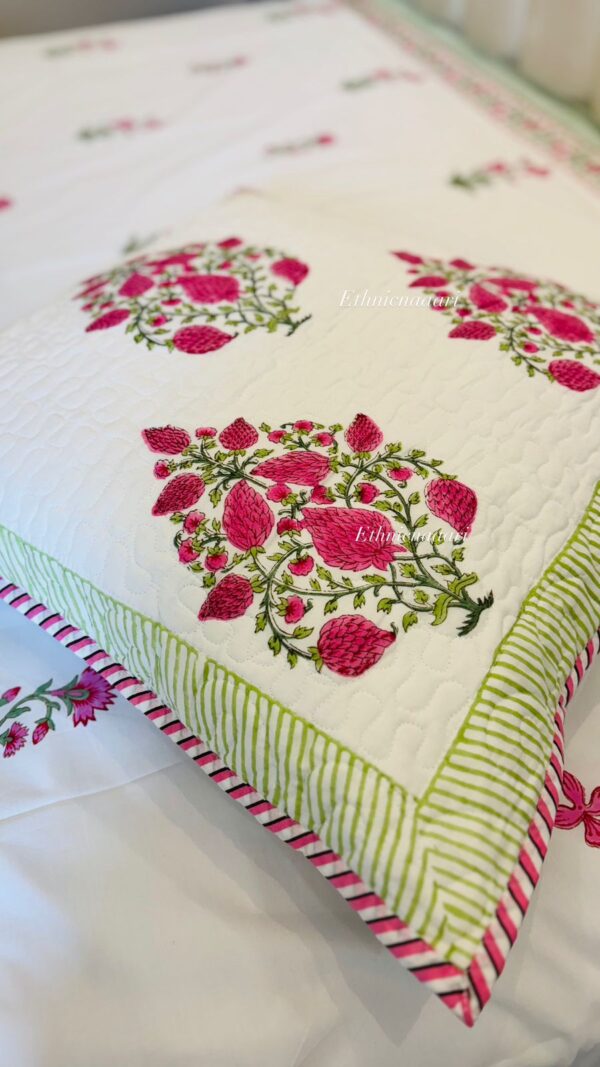 Pink Gold (Pair Set of 2 Quilted Cushion Covers) 3