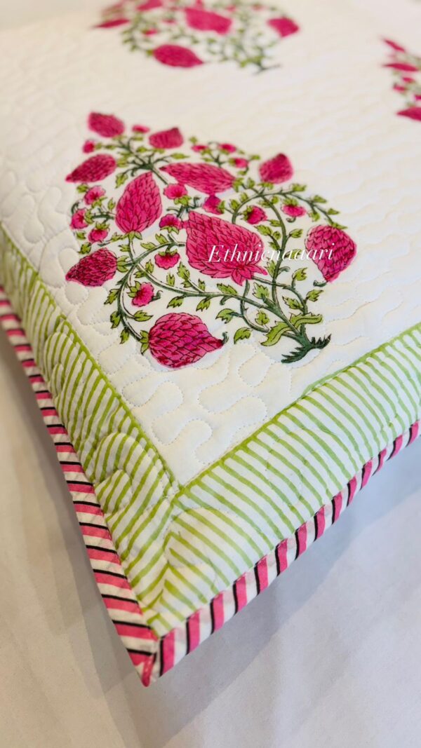 Pink Gold (Pair Set of 2 Quilted Cushion Covers) 4