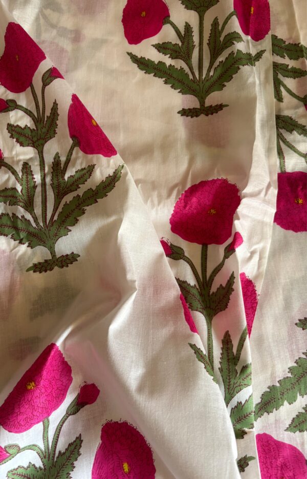 100./. Cotton Mul Fabrics, Dark Pink Peony-  Raw Fabrics - Pure Cotton