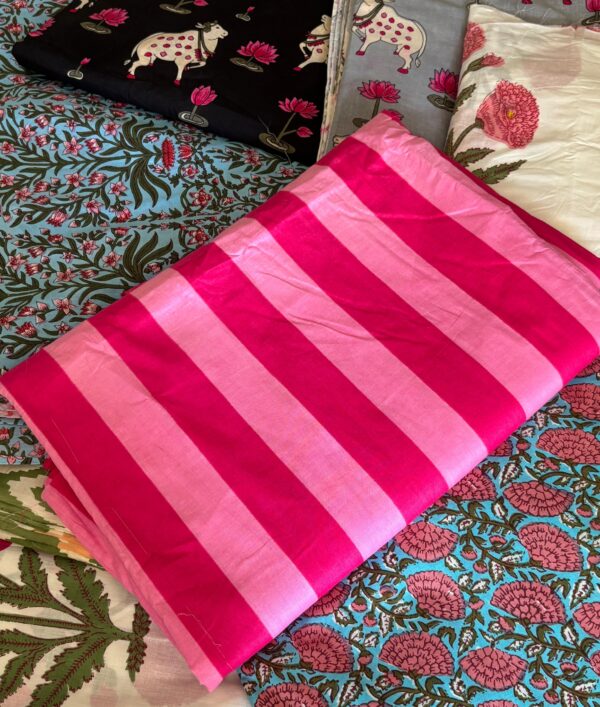 100./. Cotton Mul Fabrics, Pink Stripes 🎀Raw Fabrics - Pure Cotton