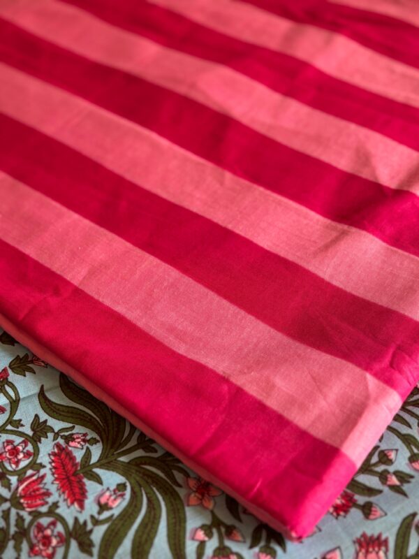 100./. Cotton Mul Fabrics, Pink Stripes 🎀Raw Fabrics - Pure Cotton