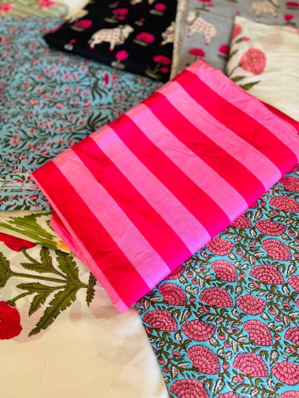 100./. Cotton Mul Fabrics, Pink Stripes 🎀Raw Fabrics - Pure Cotton