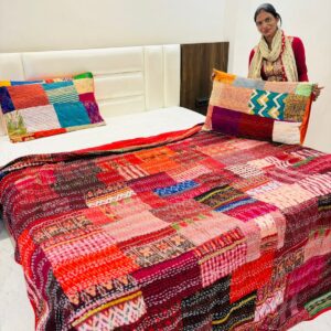 Red Beauty - Kantha Patola Bedsheet 
with 2 Pillow Covers 

Kings