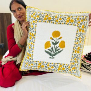 Quilted Block Print - Cushion Cover - Yellow Poppies  (Pair - Set of 2 Quilted Cushion Covers)

24*24 inches

(Dispatch Time 24 hours)