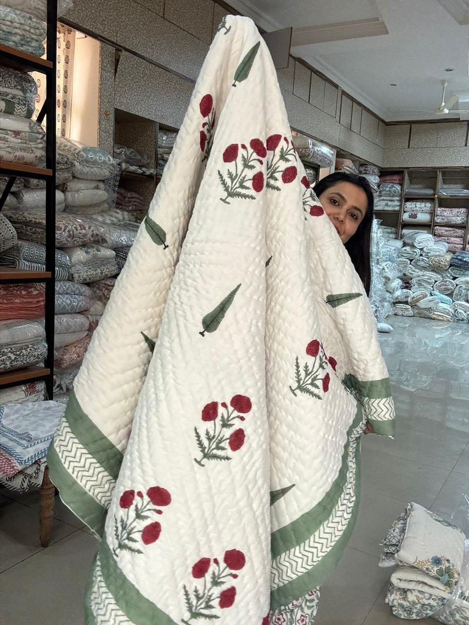 Bedsheet + Razai + Pillow Covers - Rosy (Dispatch time 24 Hours)